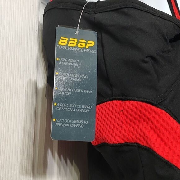 Bebe Sport Black and Red Bbsp Mesh Sweetheart Racer Activewear Top Sz M NWT - Picture 5 of 6